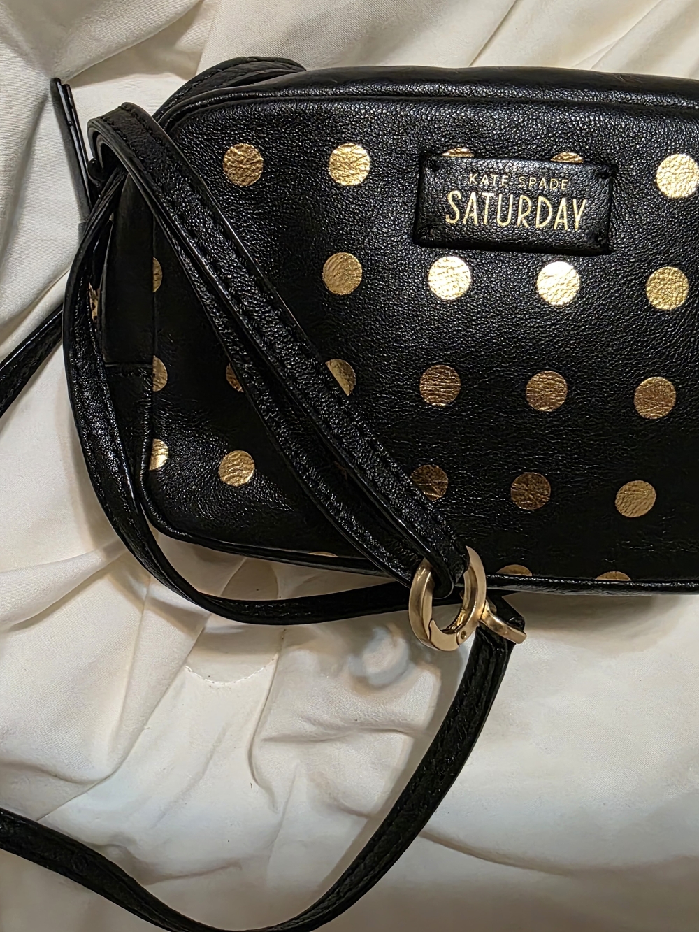 Kate Spade Saturday Black & Gold Polka Dot Crossbody Bag